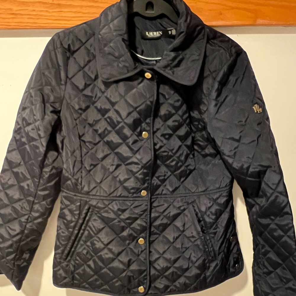 NWT RALPH LAUREN Quilted Navy Blue Lightweight Jacket with pockets (Size PS)